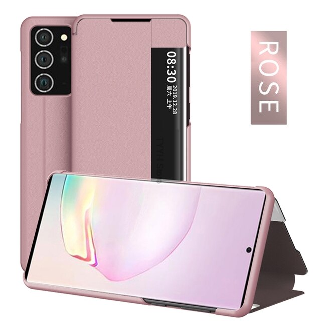 Smart View Caso di Vibrazione per Samsung Galaxy S20 S 20 Ultra S20Ultra Casi Fundas Copertura di Cuoio Magnetica per Samsung S20 ultra Astuccio: S20 Plus / Rose