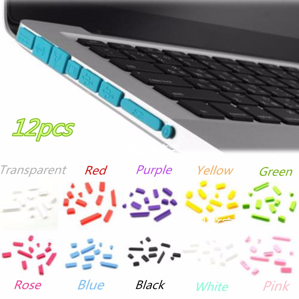 12 Uds. Enchufe de polvo de silicona suave colorido para Macbook Air 13 "11" puertos de goma para portátil tapón antipolvo tapón de cubierta a prueba de polvo