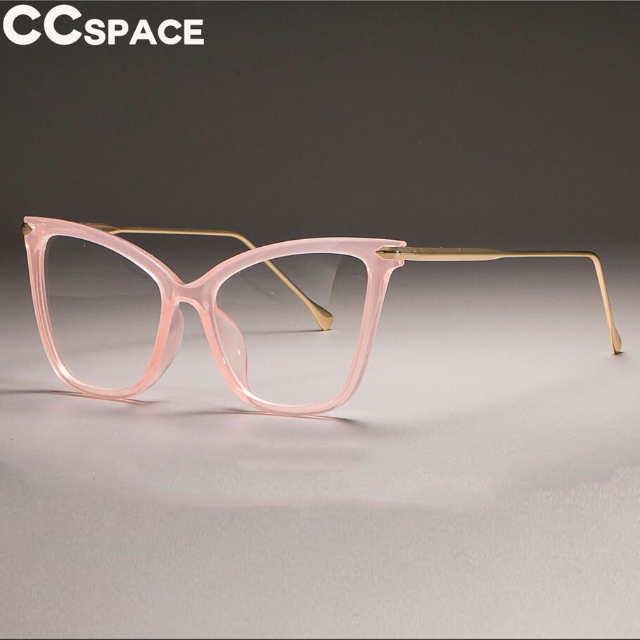 Montura de gafas con forma de ojo de gato para mujer, de de de lentes ópticas, color rosa transparente, 45077: C12 pink