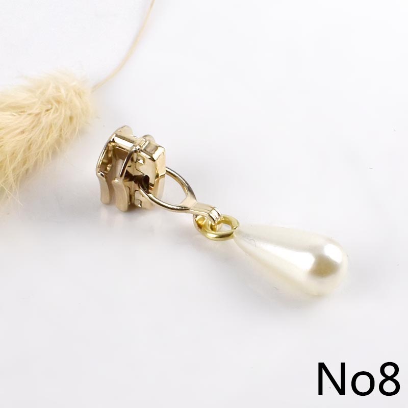 10pcs Meetee 3# Pearl Puller Zinc Zipper Slider for Metal Zippers DIY Bag Costume Decoration Zip Silder Head Sewing Accessories: 8