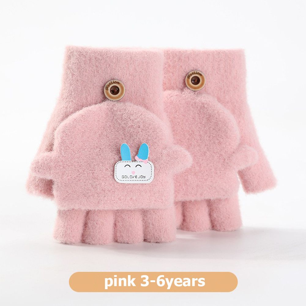 Baby Winter Handschoenen Jongens Meisjes Gebreide Vingerloze Wanten Kinderen Half Vinger Flip Manchet Wanten Peuter Warme Handschoenen 1-6 jaar: pink-3-6Years