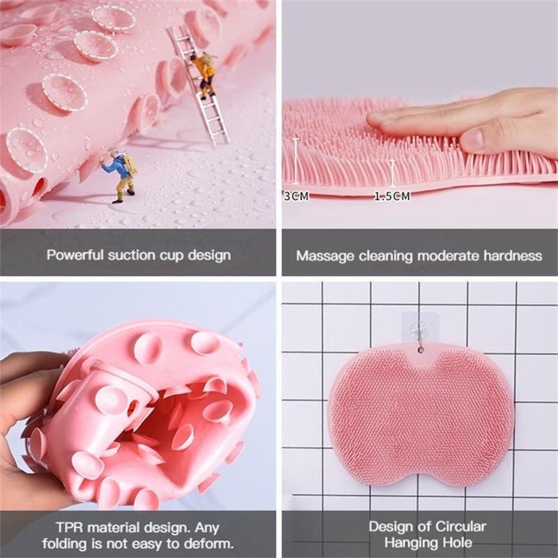 Foot & Back Scrubber Body Shower Brush Reusable Silicone Brush Foot Wash Mat Bathroom Non-slip Bath Mat Foot Anti-slip Mat Bath
