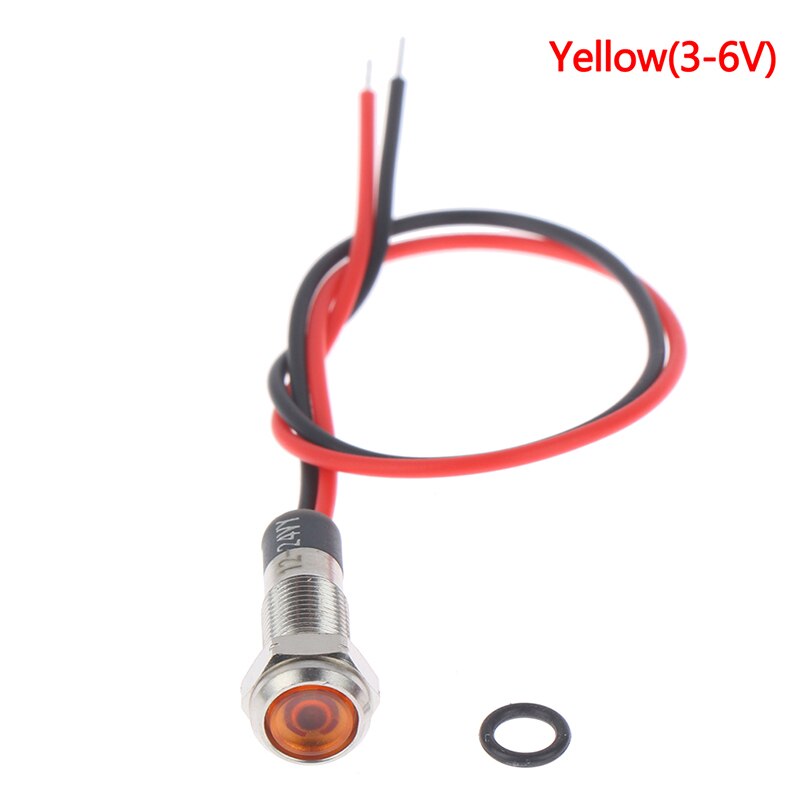 IP67 Waterproof LED Metal Warning Indicator Light 6mm Signal Lamp 3v-6v/12-24V /220v: Yellow 3-6V