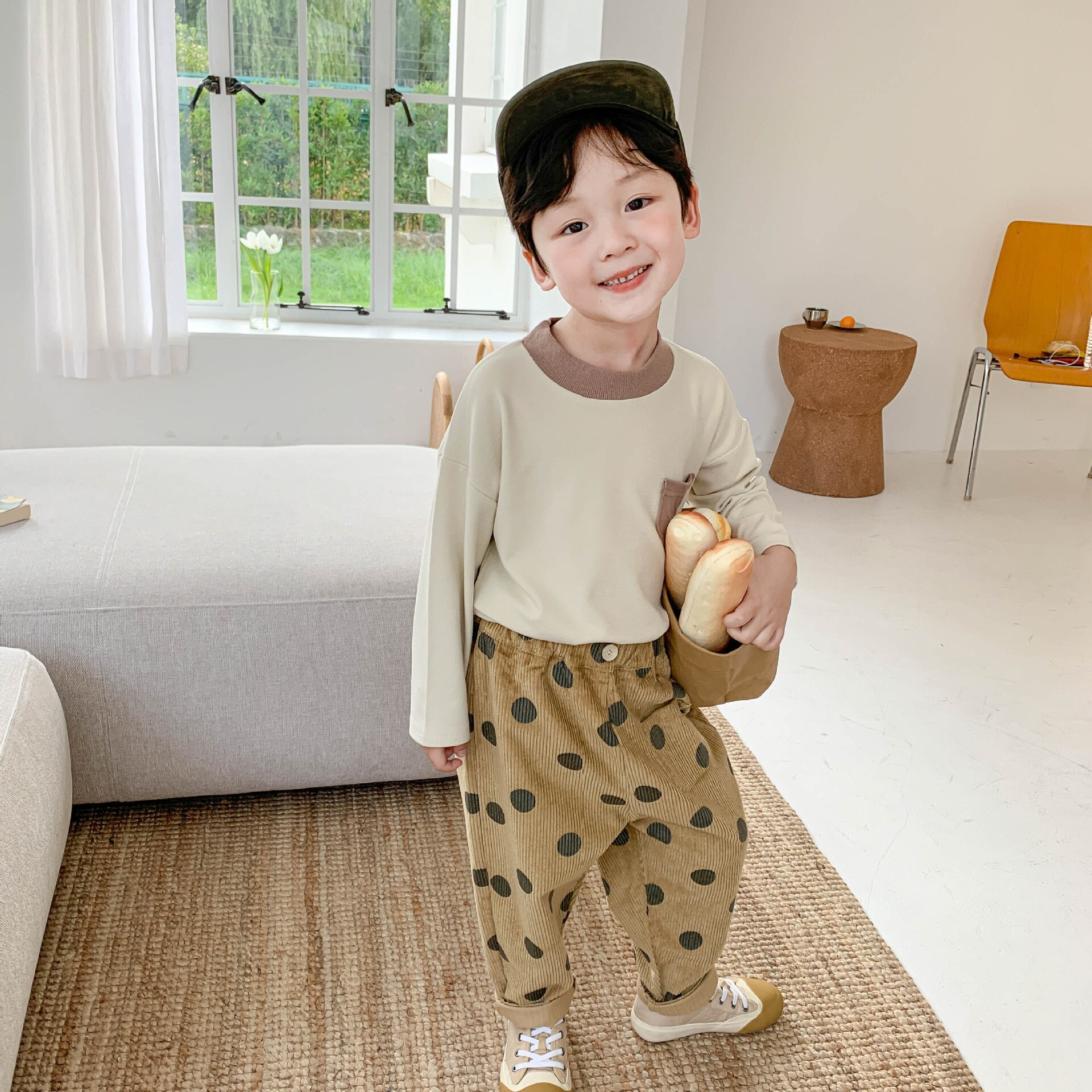 garçons filles velours côtelé pantalons décontractés enfants enfants dot 3 couleurs pantalon 1-6Y