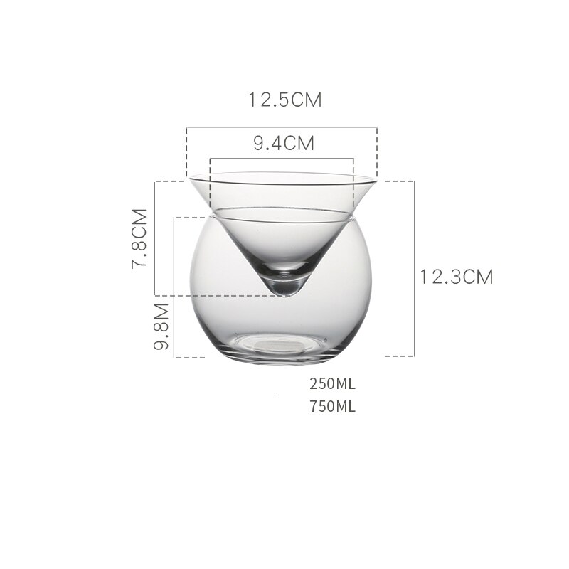 Særegen molekylær mixologi iscocktail krystallglass bar salong fest martini drikkekjegle sfærisk vinkoppsett verre: 250ml og 750ml