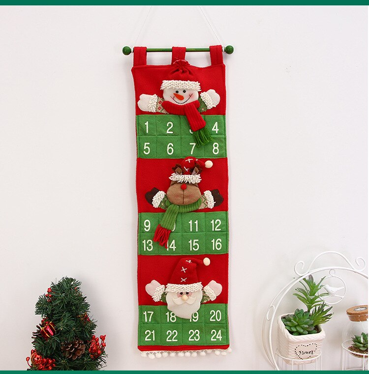 nueva Navidad carnaval Calendario de Adviento fieltro árbol de Navidad cuenta atrás calendario Navidad no tejido calendario bolsa: type B