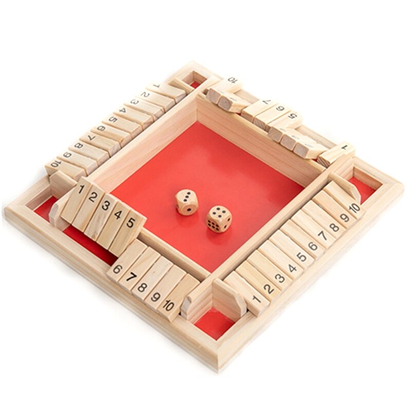 Wooden Puzzle Board Wooden Board Game Box Classic Dice Board Toy for Kids Game Christmas Family Party: Red