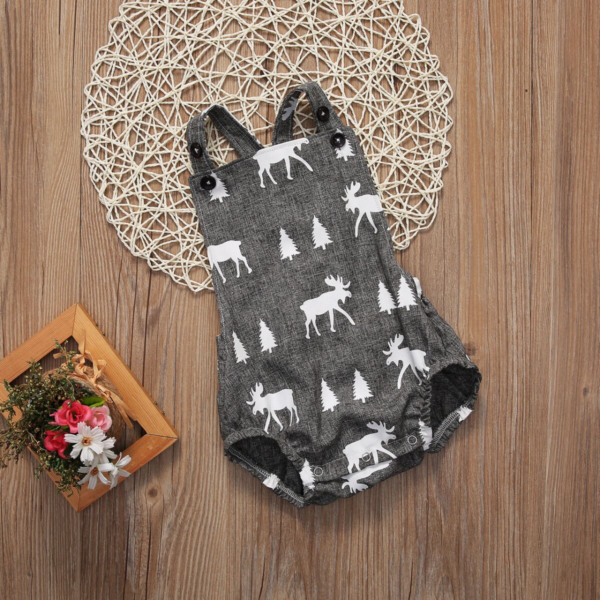 Ropa de verano para bebés y niños, pelele sin mangas de algodón con de venado