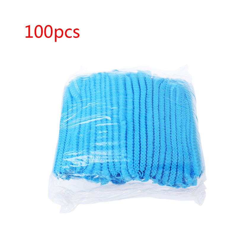 100 stuks non-woven wegwerp bouffantkapje met dubbele pees en anti-stof haarbedekking  k4ua