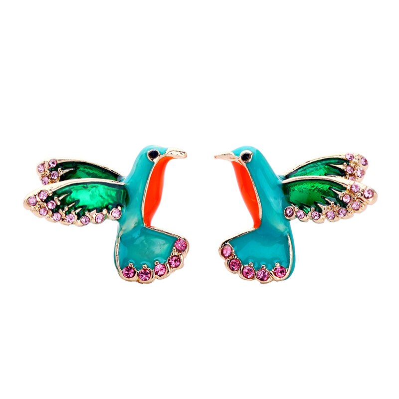 Boucle d'oreille en émail fleur, tendance limitée, Bijoux pour l'été et le printemps, tendance,: bird stud