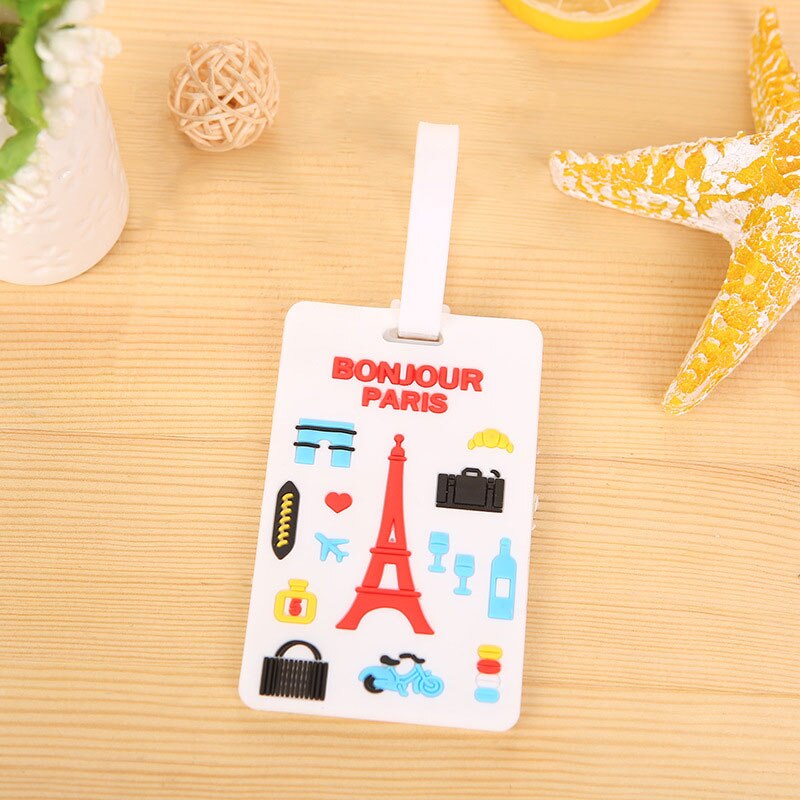 Lovely Cartoon Animal Giraffe Luggage Tag Travel Accessories Silica Gel Suitcase ID Address Label Baggage Name Tags: N