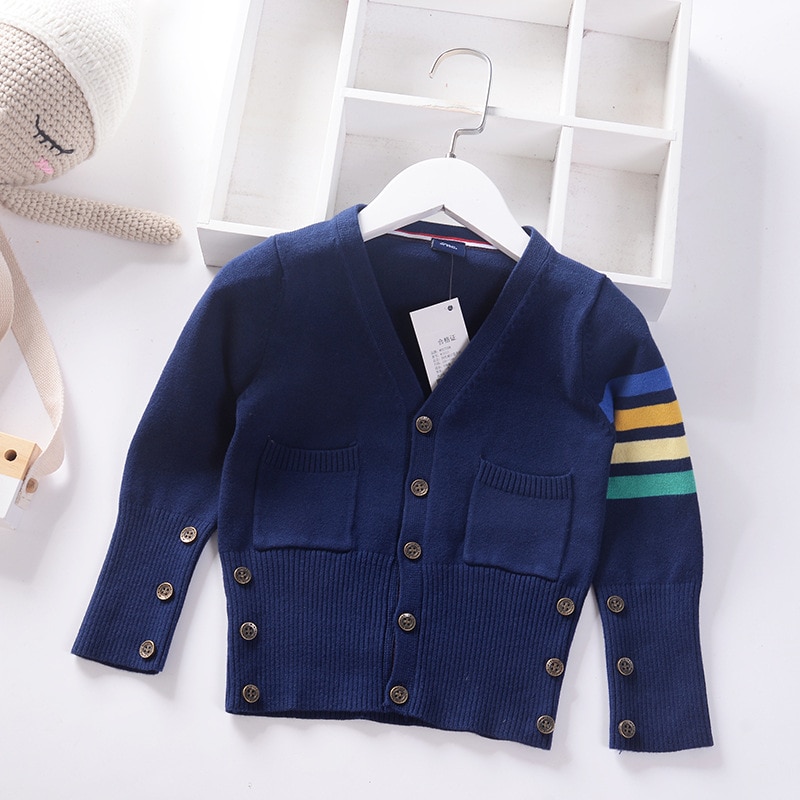 Suéteres con botones para niños y niñas, cárdigans para niños, ropa de punto: Dark Blue / 5
