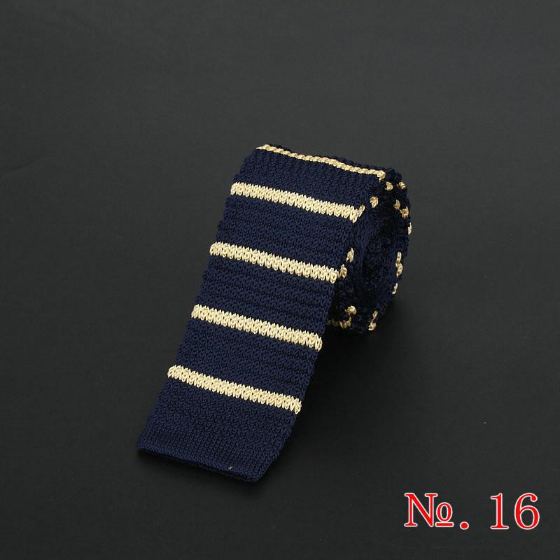 Brand New męska w stylu Vintage, w paski dzianiny krawaty dla człowieka Party moda kolorowe Knitting Tie granatowy czerwony ślub cienki krawat Cravata: 16