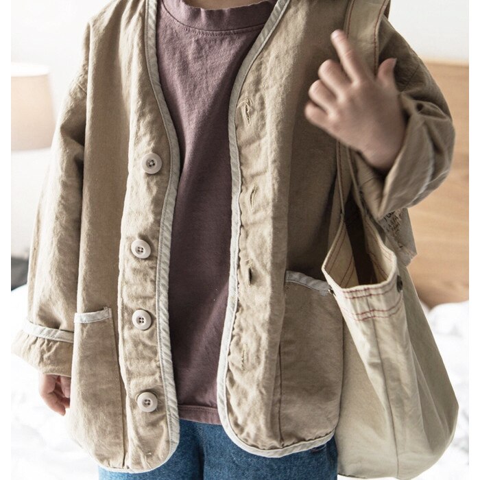 Herfst Koreaanse Kinderen Meisjes Jongens jassen Koreaanse Vintage Casual Kinderen Clothings: khaki / 24M