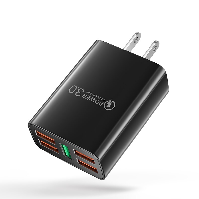 5 portów ładowarka USB szybkie ładowanie 3.0 4.0 48W szybkie ładowanie dla iPhone 13 12 Pro Max 11 Samsung Xiaomi Huawei ładowarki do telefonów ściennych: Black US
