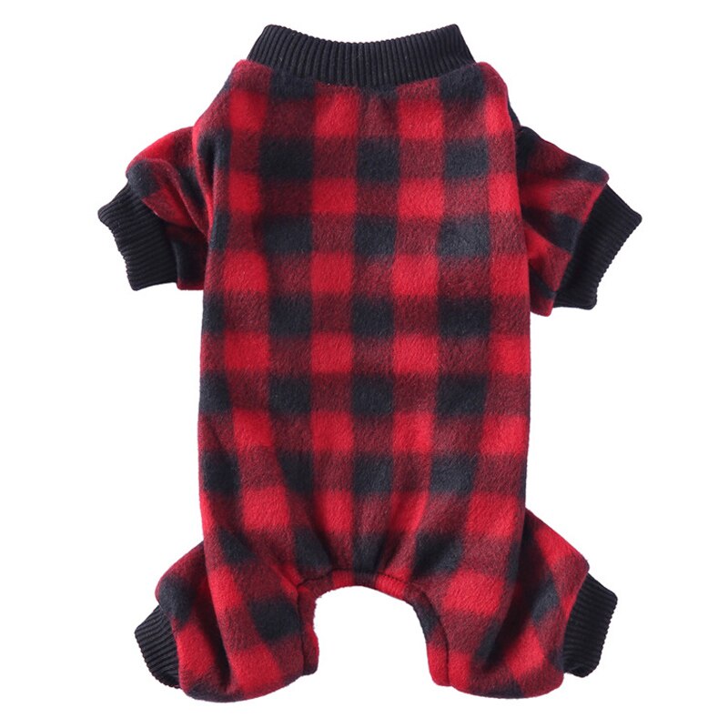 Winter Pet Fleece Onesie Pajamas for Dogs Red Plaid Small Medium Dog Jumpsuit Warm Comfy Corgi Shih Tzu York Dog Clothes