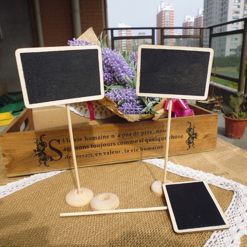 30pcs Mini Rectangle Wooden Blackboard Price Display Stick Stand Holder DIY Message Stand Chalkboard 18x8cm