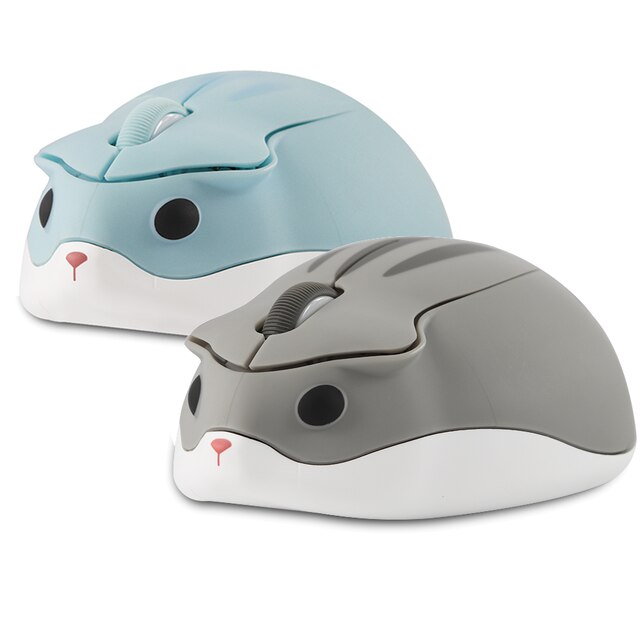 Neue Nette Maus USB Optische Drahtlose Gaming Cartoon Mause Rosa 3D Hamster Form Gamer Laptop Mäuse 1600DPI Für mädchen: blue and gray