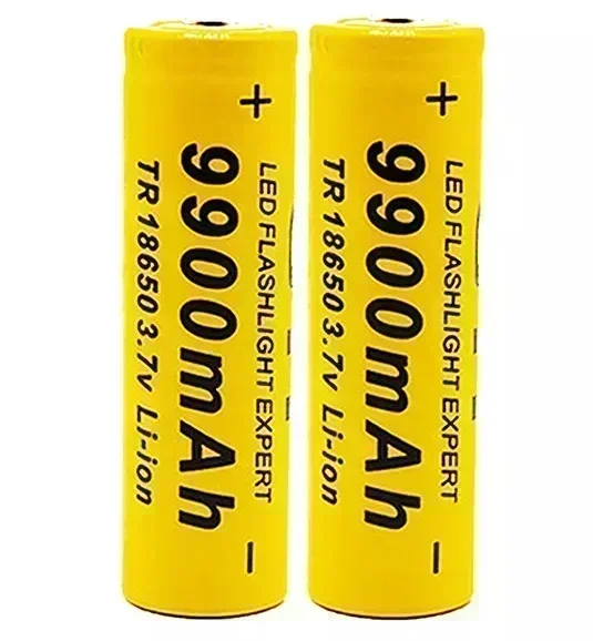 18650 rechargeable battery 3.7V 18650 9900Mah handheld light LED light, etc., lithium-ion rechargeable battery+charger: Gold