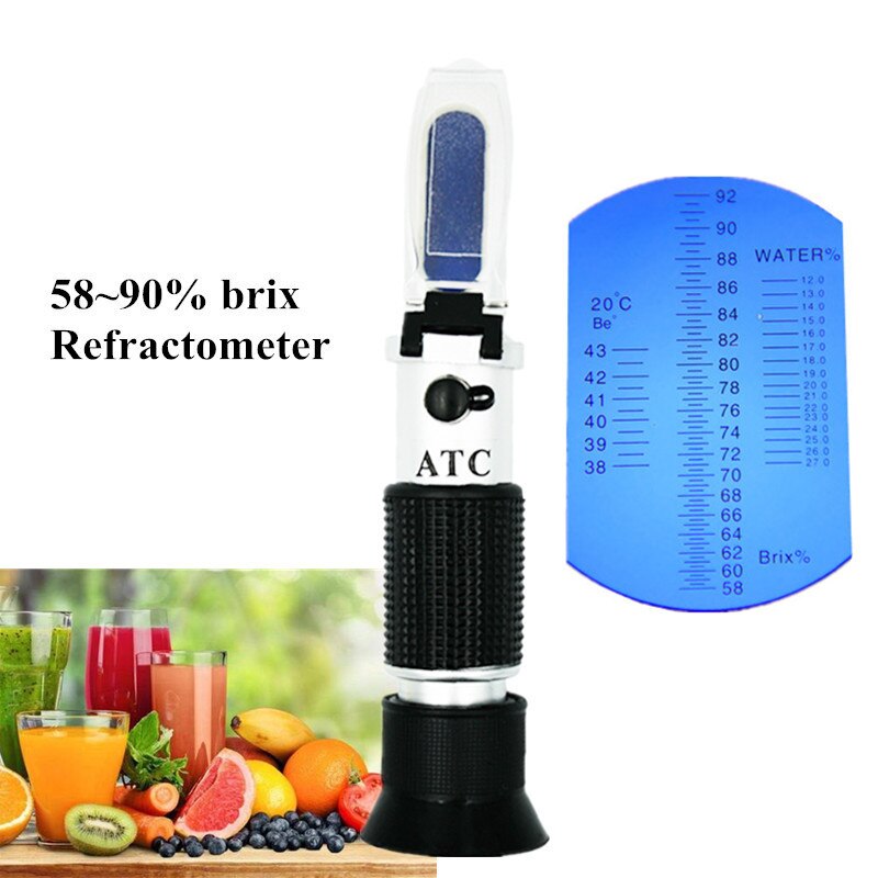 Hand held Brix Be Water 3 in 1 Honey Refractometer 58~90% brix for syrup controlling concentrations with ATC 30% OFF