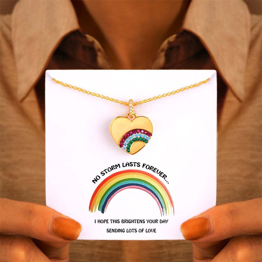 Lgbt rainbow necklaces for women, zircon crystal heart choker necklace, gold collar chain jewelry