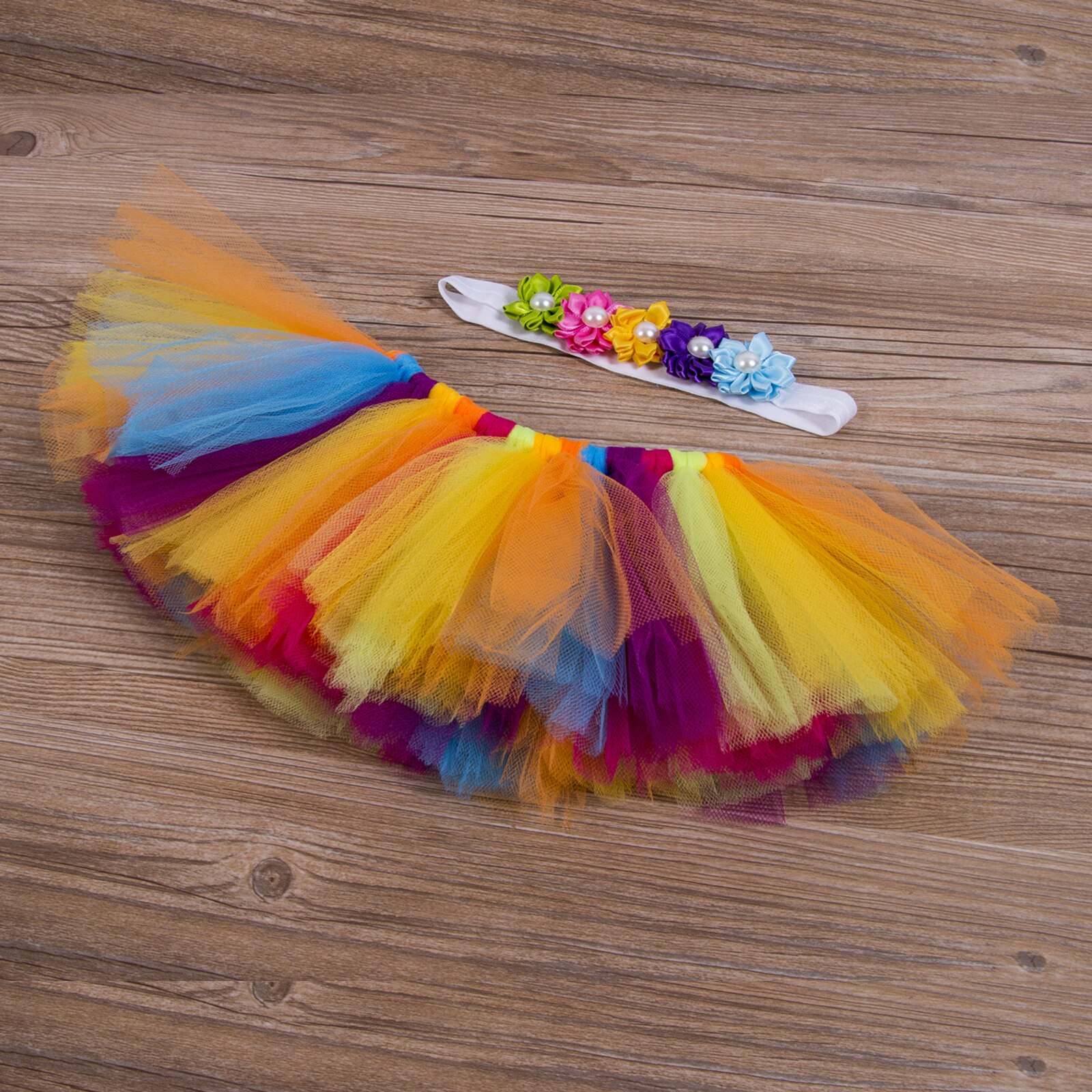 Gonne per bambina principessa Tulle fiocco Tutu gonne fondo fiore fascia compleanno Costume per bambini DB88