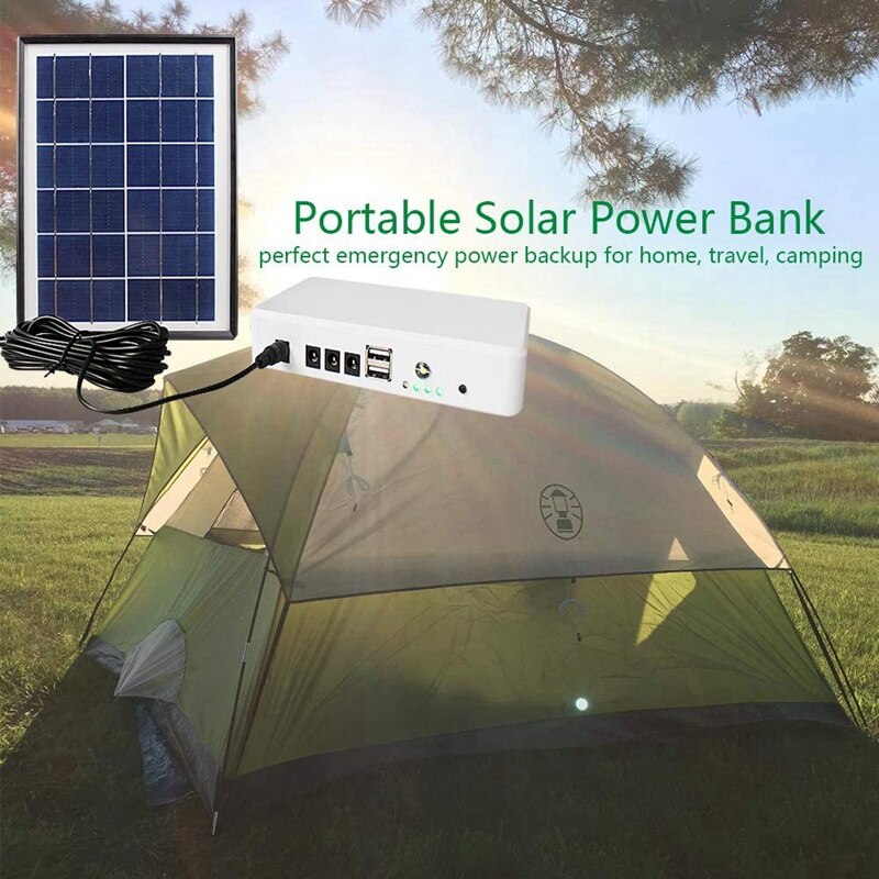 Portable Power Solar Generator with Solar Panel Generator Kit with Camping Light Emergency Power Supply with Battery USB