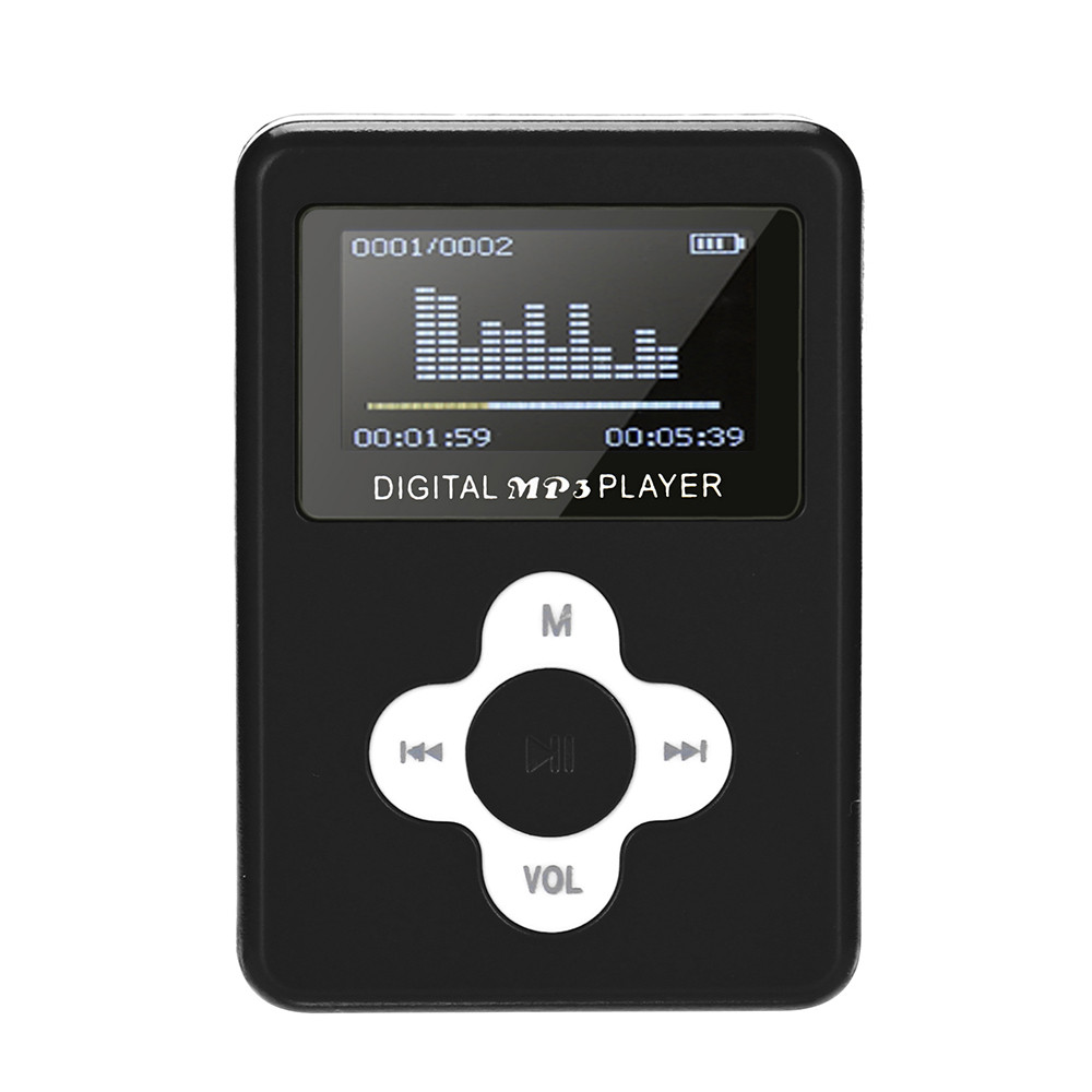 Kinganda USB Mini reproductor MP3, pantalla LCD, compatible con 32GB, tarjeta Micro SD TF 7,15: Black