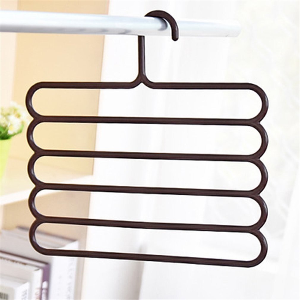 Anti-slip Magic Stainless Steel Trousers Hanger Multifunction Pants Closet Belt Holder Rack S-type 5 Layers Saving Space