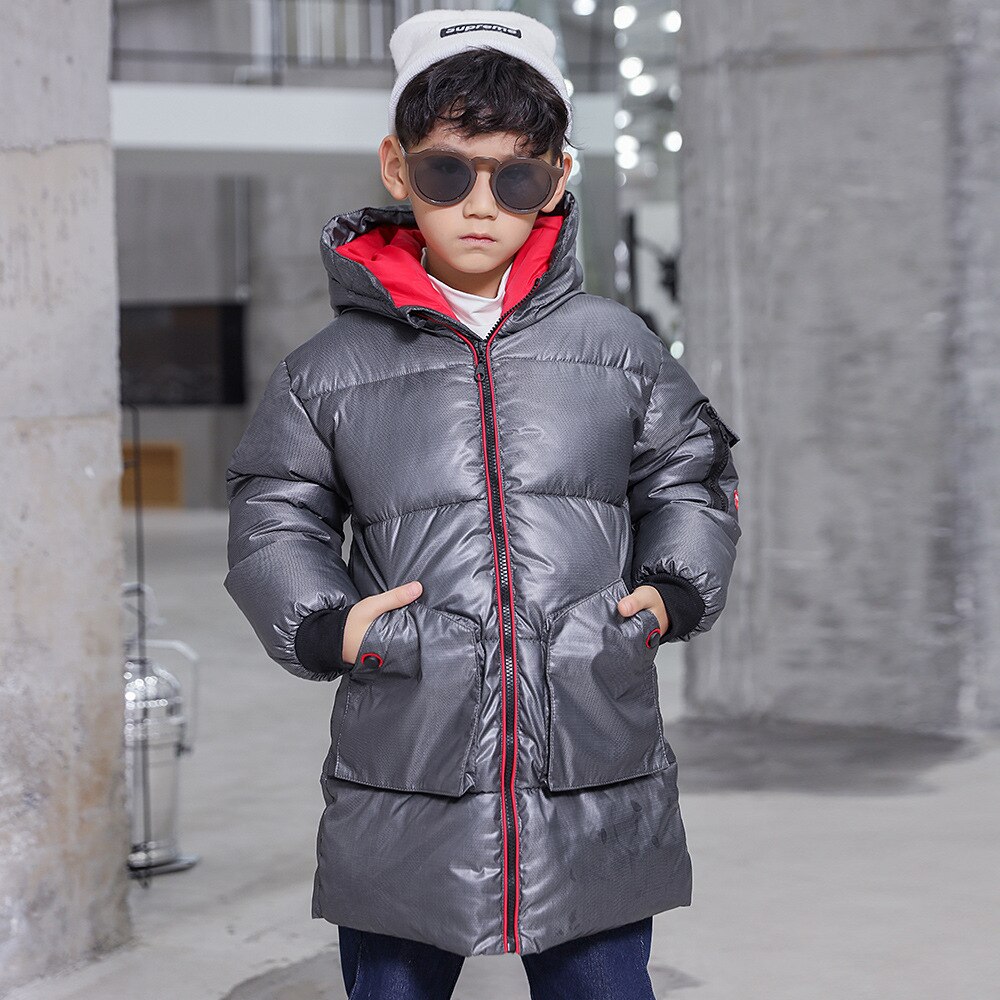 Drengejakke bomulds-polstret tøj midt i vinteren koreansk stil tyk varm børn frakke lange børnetøj: 5t