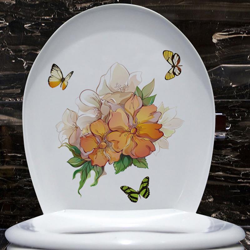 Wc Deksel Sticker Bloem Patroon Vinyl Art Waterdicht Behang Verwijderbare Badkamer Decals WC Toilette Poster: 9