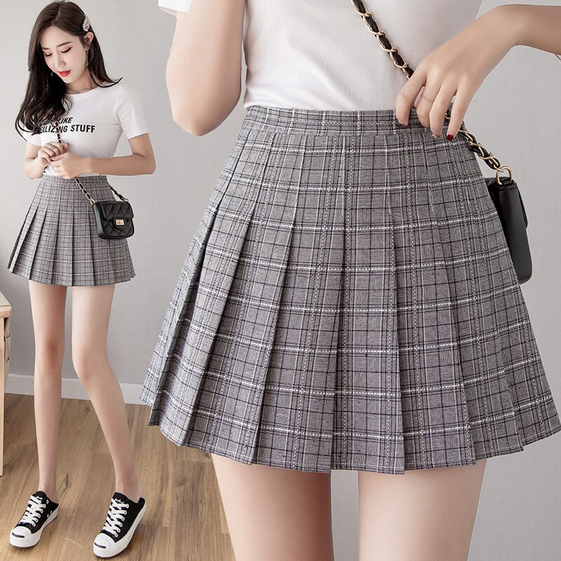 Girls plaid short dress high waist pleated tennis skirt uniform underwear shorts tennis badminton skirt