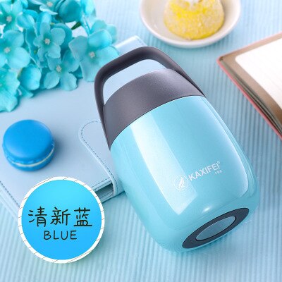 Fiambrera térmica para niños, recipiente para comida, termo para sopa de boca grande, acero inoxidable, 450ml, 6-12 horas: Azul
