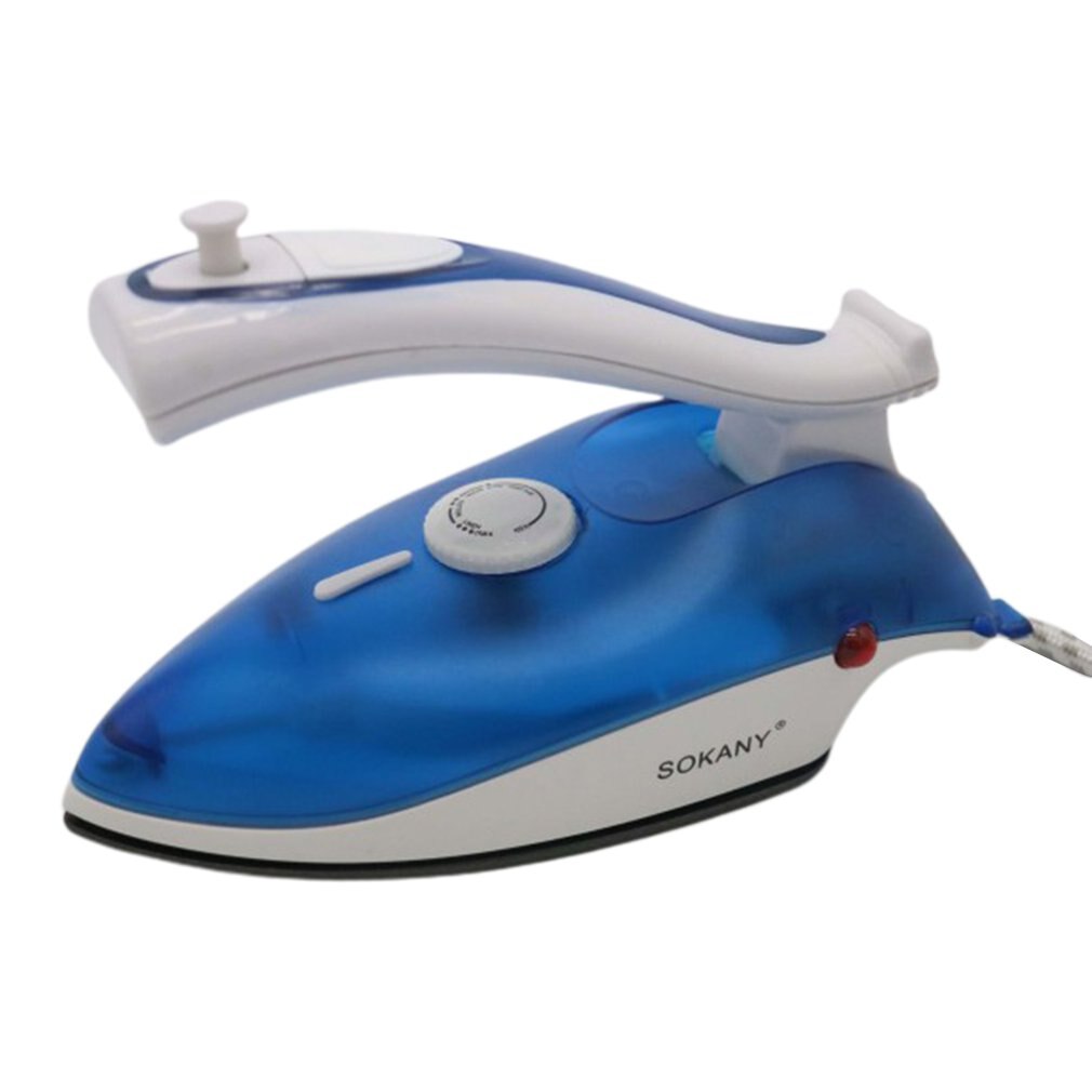 Portable Compact Size Foldable Handle Electric Steam Iron Baseplate Steam Iron Handheld Home Travel Use: Burgundy