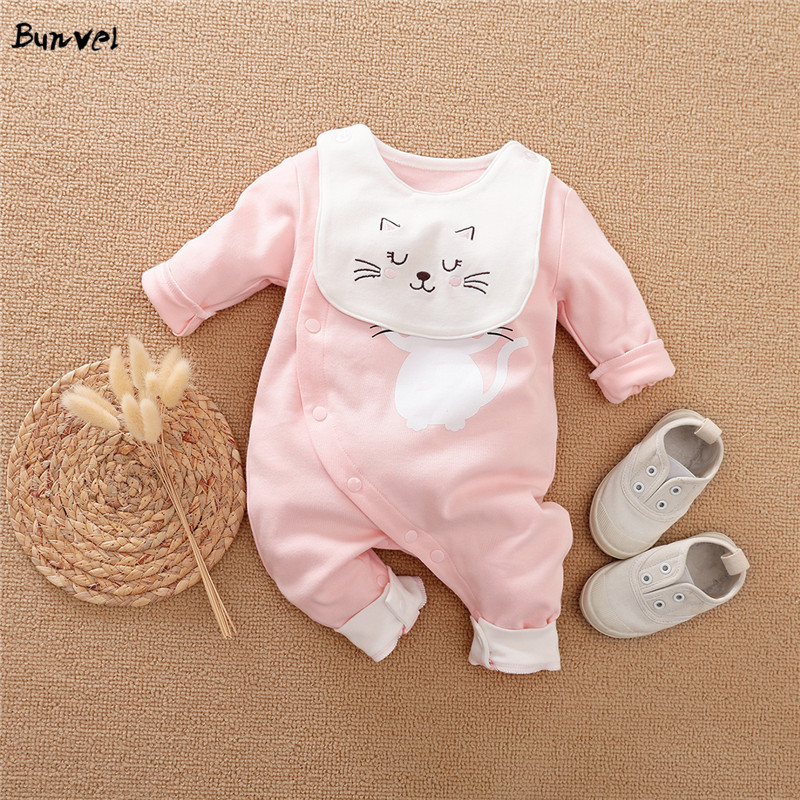Bunvel Frühling Infant Baby Mädchen Jungen Overall Langarm Strampler Cartoon Fuchs Muster Neugeborenen Kostüm Outfits: Pink / 12-18M 90