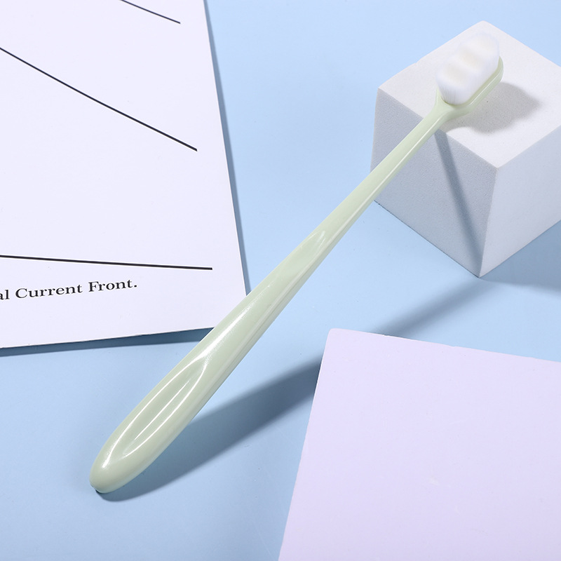 4pcs Pro Super Soft Toothbrush Nano Toothbrush Tooth Brush Whitening Adults Portable Travel Toothbrush With Box Oral Care Tool: 4pcs green