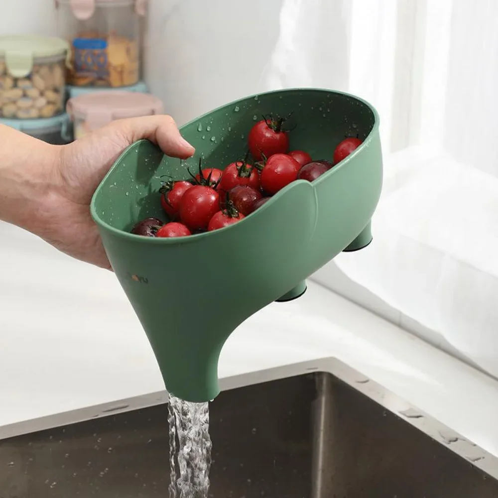 Colador de fregadero con elefante esculpido, escurridor de sobras, cesta de lavado de frutas y verduras, escurridor colgante, accesorios de cocina