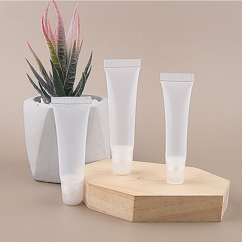 10PCS/SET Empty Lipstick Soft Tube Clear Translucent Squeeze Lip Gloss Container Pot Empty Refillable Bottle Cosmetic