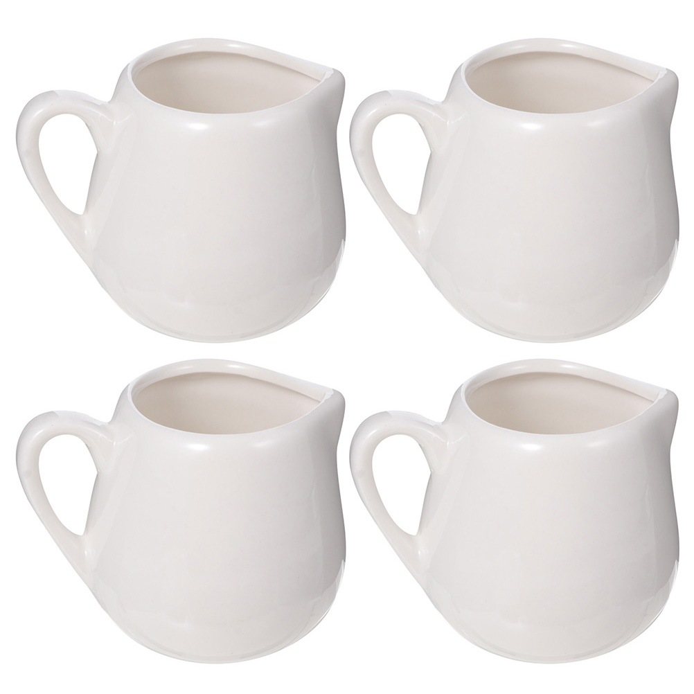 4 Pcs Mini Jugs Kitchen Sauce Cup Sauce Jugs Ceramic Creamer with Handle: White