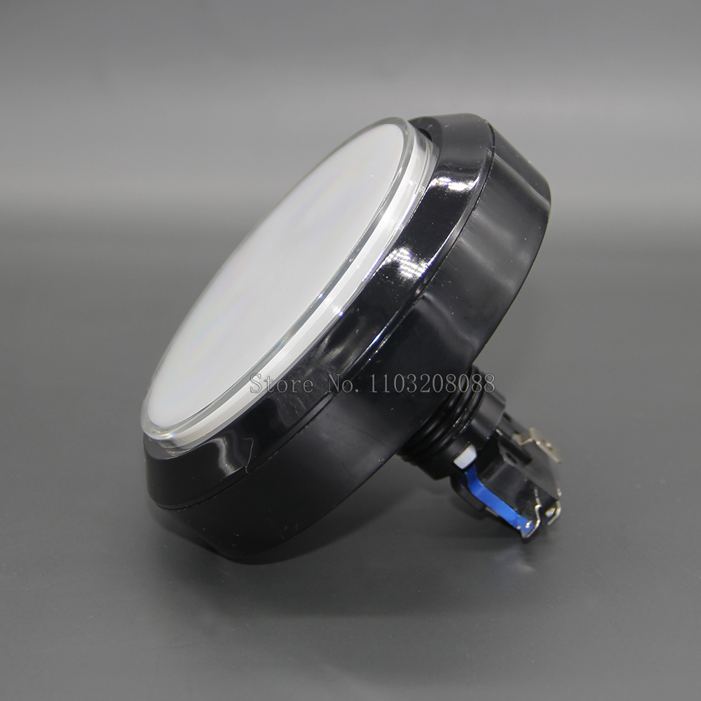 100mm große runde Druckknopf-LED mit Mikrosc Halfter für DIY-Arkade-Spiel automaten teile 5/12v groß Antwortgeber eben Schlüssel beleuchtet: WEISS