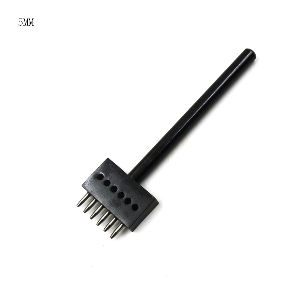 4 5 6 8mm Spacing leather hole punches DIY Hand Perforated Round Stitching Punch Tools Hole Cut Leather Punching Tool 2/4/6/Hole: 5mm 6 hole