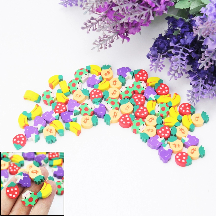 Gomme en forme de fruits délicieux Cuisine, 100 pièces, gomme en caoutchouc, matériel d'étude pour étudiants, papeterie outil d'apprentissage pour enfants, chics