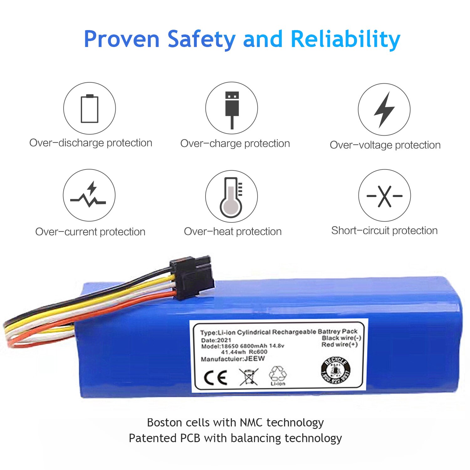 14.8v 6800 mah-akkupack für xiaomi roborock  s5 max  s50 s51 s52 s55 saugroboter (akkuteile und zubehör)