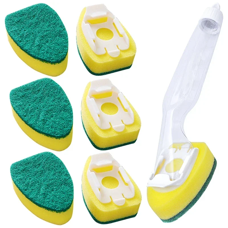 Schwamm-Reinigungsbürsten-einstellen, Seifenspender, 1 Geschirrspülgriff, 2 Ersatzköpfe, Küchenreiniger, Werkzeug, Reinigungsmittel, Karcher Sc4