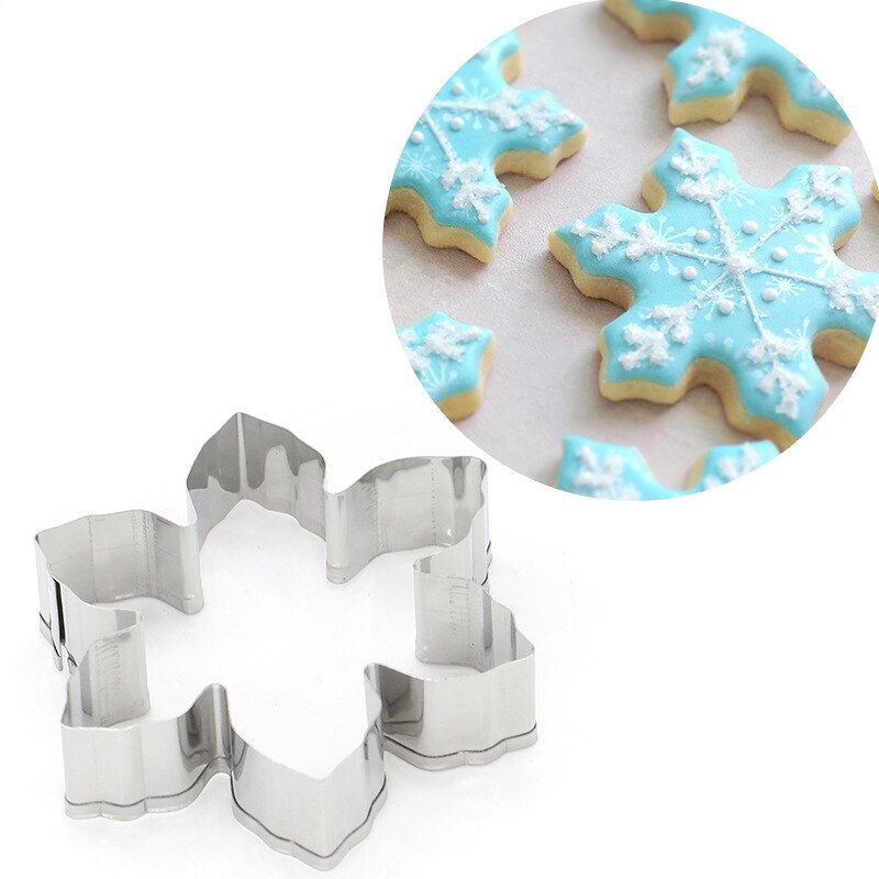 3D Sneeuwvlok Cookie Cutter Mold Rvs Deeg Biscuit Mold Diy Fondant Gebak Versieren Bakken Keuken Gereedschap