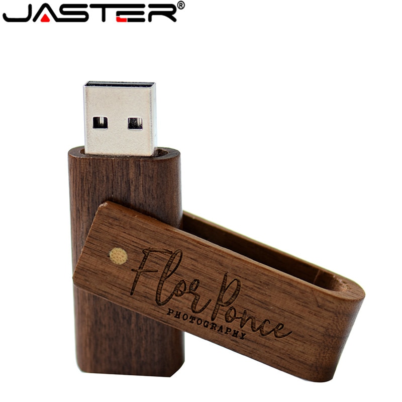 Jaster USB2.0 Hout Rotatie Flash Drive Usb 4 Gb 8 Gb 16 Gb 32 Gb 64 Gb Pen Drive bruiloft Herdenkingsmunt U Disk