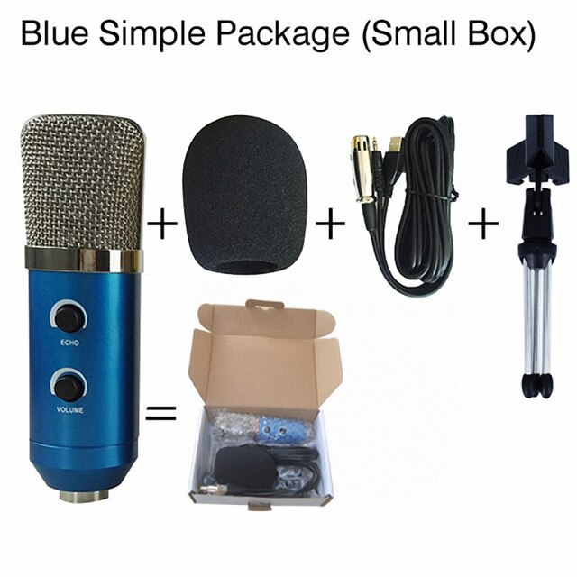 MK F100TL USB Condenser Sound Recording Microphone With Stand Studio Wired Skype Computer Kareoke Microphone: blueS