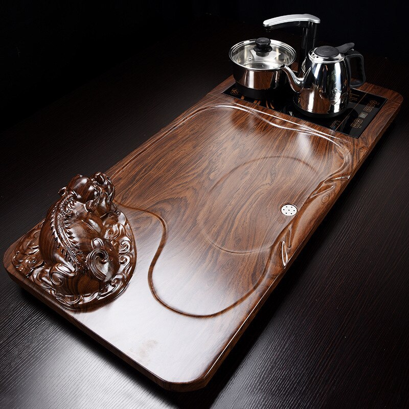 Solid wood tea tray, drain water storage, kung fu tea set, drawer, tea room, tabletop, chinese tea room ceremony tools