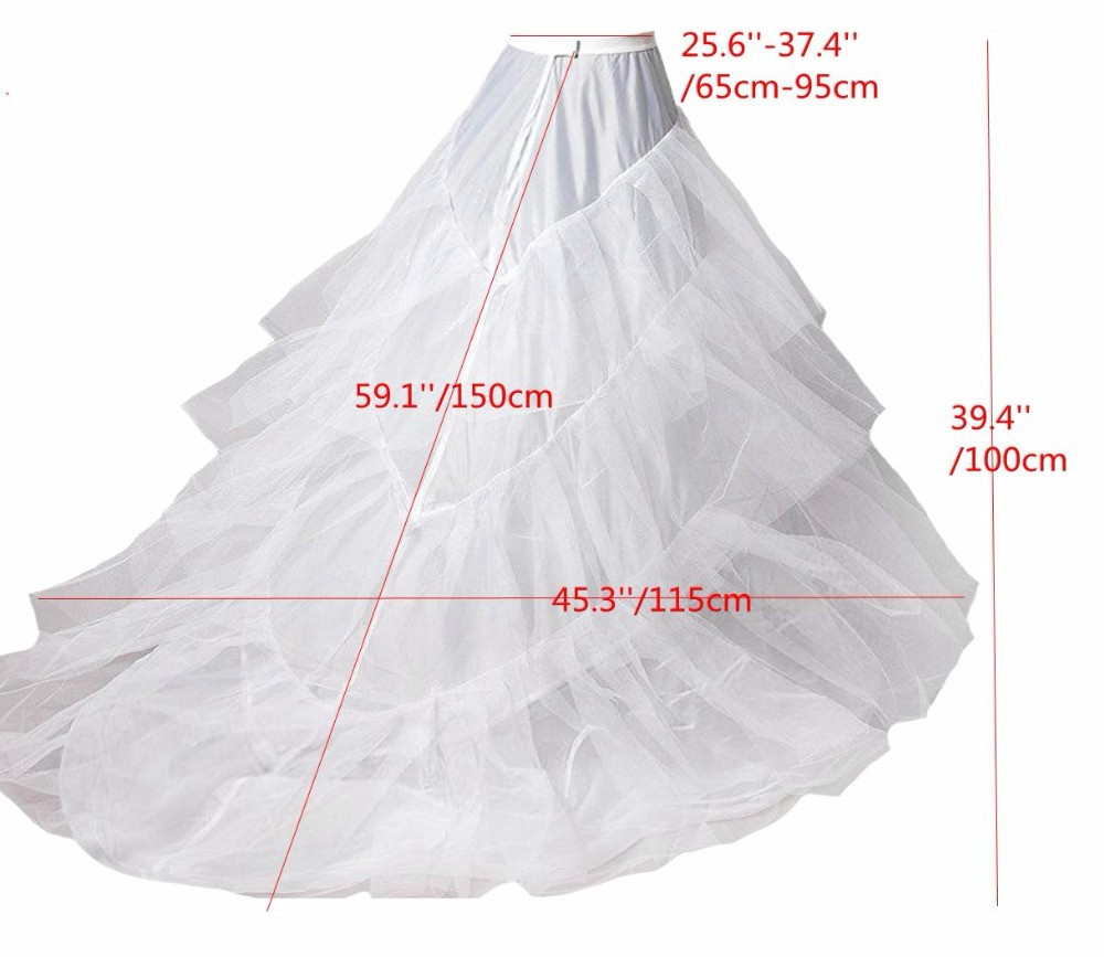 Hvid sort lang tog underkjole til halen bryllupsfest kjoler crinoline 3 bøjler underskirt saiote de noiva: Hvid