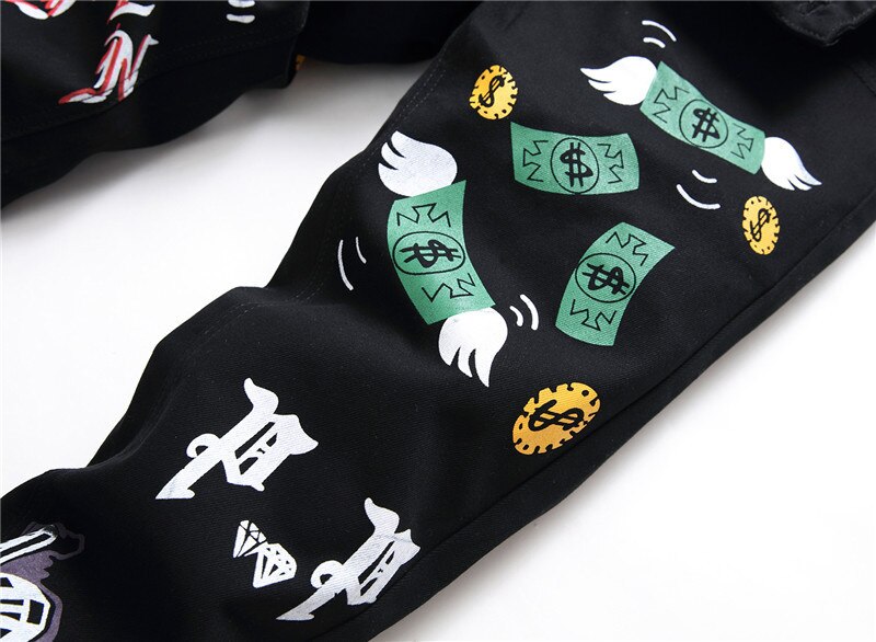 Di modo degli uomini di 3D lettere modello sottile in forma discoteca etero stampato nero jeans Alla Moda colorato disegno pantaloni in denim